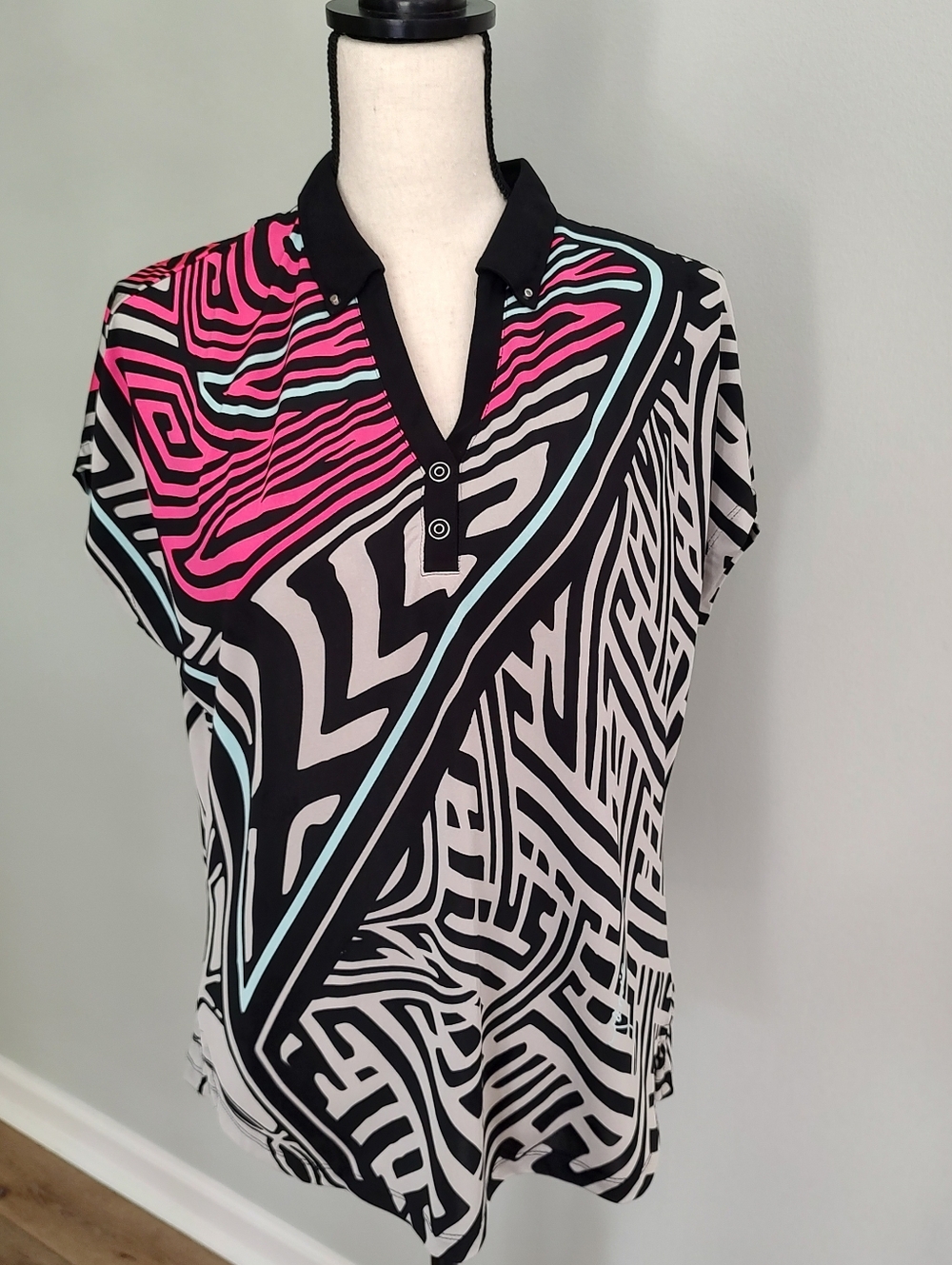 Jamie Sadock V-Neck Collared Golf Pickleball Top L